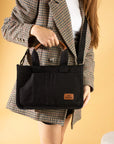 Pembe Potin 3 Bölmeli Fermuarlı Canvas Kadın Omuz Çantası BAG4293-24TBag - 483054387512