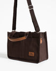 Pembe Potin 3 Bölmeli Fermuarlı Canvas Kadın Omuz Çantası BAG4293-24TBag - Kahverengi / Standart - 483054387512