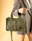 Pembe Potin 3 Bölmeli Fermuarlı Canvas Kadın Omuz Çantası BAG4293-24TBag - 483054387512