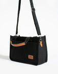 Pembe Potin 3 Bölmeli Fermuarlı Canvas Kadın Omuz Çantası BAG4293-24TBag - Siyah / Standart - 483054387512