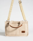 Pembe Potin 3 Bölmeli Fermuarlı Canvas Kadın Omuz Çantası BAG4293-24TBag - Bej / Standart - 483054387512