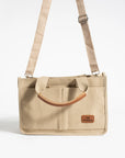 Pembe Potin 3 Bölmeli Fermuarlı Canvas Kadın Omuz Çantası BAG4293-24TBag - Vizon / Standart - 483054387512