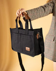Pembe Potin 3 Bölmeli Fermuarlı Canvas Kadın Omuz Çantası BAG4293-24TBag - 483054387512