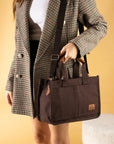 Pembe Potin 3 Bölmeli Fermuarlı Canvas Kadın Omuz Çantası BAG4293-24TBag - 483054387512