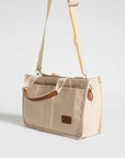 Pembe Potin 3 Bölmeli Fermuarlı Canvas Kadın Omuz Çantası BAG4293-24TBag - 483054387512