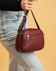 Pembe Potin Ayarlanabilir Askılı Çok Bölmeli Kroko Desen Kadın Omuz Çantası BAG5024-24 - Bordo / Standart - 483054387512