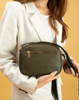 Pembe Potin Ayarlanabilir Askılı Çok Bölmeli Kroko Desen Kadın Omuz Çantası BAG5024-24 - Yeşil / Standart - 483054387512