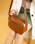 Pembe Potin Ayarlanabilir Askılı Çok Bölmeli Kroko Desen Kadın Omuz Çantası BAG5024-24 - Taba / Standart - 483054387512