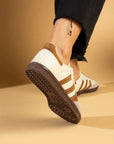 Pembe Potin Bağcıklı Comfort Taban 3 Şeritli Kadın Sneaker 001-1009-24BejKahve - 483054747960