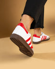 Pembe Potin Bağcıklı Comfort Taban 3 Şeritli Kadın Sneaker 001-1009-24BeyazKırmızı - 483054747960