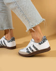 Pembe Potin Bağcıklı Comfort Taban 3 Şeritli Kadın Sneaker 001-1009-BeyazSiyahŞal - 483054747960