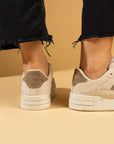 Pembe Potin Bağcıklı Comfort Taban Şeritli Kadın Sneaker 001-1005-24BejKahve - 483054747960