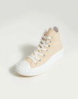 Pembe Potin Bağcıklı Kalın Taban Bilekte Keten Kadın Sneaker 57-103-23Fhn - Bej / 36 - 483054747960