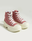 Pembe Potin Bağcıklı Kalın Taban Bilekte Keten Kadın Sneaker 57-102-23 - 483054747960