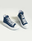Pembe Potin Bağcıklı Kalın Taban Bilekte Keten Kadın Sneaker 57-103-23Fhn - 483054747960
