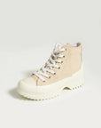 Pembe Potin Bağcıklı Kalın Taban Bilekte Keten Kadın Sneaker 57-102-23 - Bej / 36 - 483054747960
