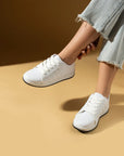 Pembe Potin Bağcıklı Rahat Kalıp Şerit Detaylı Comfort Kadın Sneaker 001-1015-24 - 483054747960