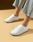 Pembe Potin Bağcıklı Rahat Kalıp Şerit Detaylı Comfort Kadın Sneaker 001-1015-24 - 483054747960