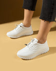 Pembe Potin Bağcıklı Rahat Taban Kadın Sneaker 59-685-25 - 483054747960