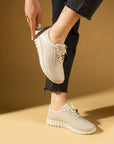 Pembe Potin Bağcıklı Rahat Taban Kadın Sneaker 59-685-25 - Bej / 36 - 483054747960