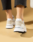 Pembe Potin Bağcıklı Rahat Taban Kadın Sneakers 36-873-25 - Beyaz / 36 - 483054747960
