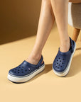 Pembe Potin Beyaz Şeritli Yüksek Taban Comfort Eva Kadın Sandalet 011-812-25 - 483054682424