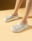 Pembe Potin Beyaz Şeritli Yüksek Taban Comfort Eva Kadın Sandalet 011-812-25 - 483054682424