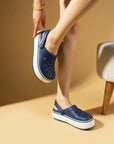 Pembe Potin Beyaz Şeritli Yüksek Taban Comfort Eva Kadın Sandalet 011-812-25 - Lacivert / 36 - 483054682424