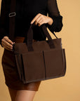 Pembe Potin Büyük Boy Çok Bölmeli Kadın Omuz Çantası BAG4298 - 483054387512