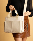 Pembe Potin Büyük Boy Çok Bölmeli Kadın Omuz Çantası BAG4298 - 483054387512