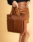 Pembe Potin Büyük Boy Çok Bölmeli Kadın Omuz Çantası BAG4298 - 483054387512