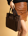 Pembe Potin Büyük Boy Çok Bölmeli Kadın Omuz Çantası BAG4298 - Kahverengi / Standart - 483054387512