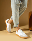 Pembe Potin Dikiş Detaylı Rahat Taban Bağcıklı Kadın Sneakers 001-1007-24Z - 483054747960