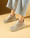 Pembe Potin Esnek Taban Bağcıklı Rahat Kalıp Kadın Sneaker 001-22-25 - Bej / 36 - 483054747960