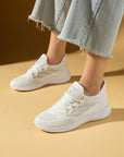 Pembe Potin Esnek Taban Bağcıklı Rahat Kalıp Kadın Sneaker 001-22-25 - Beyaz / 36 - 483054747960