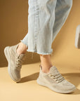 Pembe Potin Esnek Taban Bağcıklı Rahat Kalıp Kadın Sneaker 001-22-25 - 483054747960