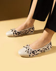 Pembe Potin Fiyonk Detaylı Rahat Kalıp Leopar Desenli Kadın Babet 57-38-25Leopar - Bej / 36 - 483054354744