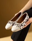 Pembe Potin Fiyonk Detaylı Rahat Kalıp Leopar Desenli Kadın Babet 57-38-25Leopar - 483054354744
