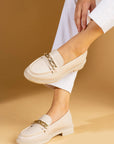Pembe Potin Gold Zincir Detaylı Rahat Kalıp Kadın Loafer Ayakkabı 001-5001-24 - 483054584120