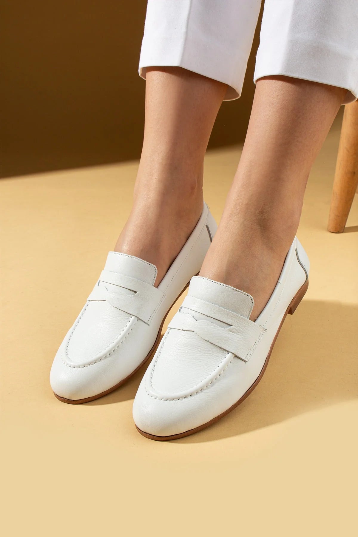 Pembe Potin Hakiki Deri Rahat Kalıp Kadın Babet 017-078-25 - 483054354744