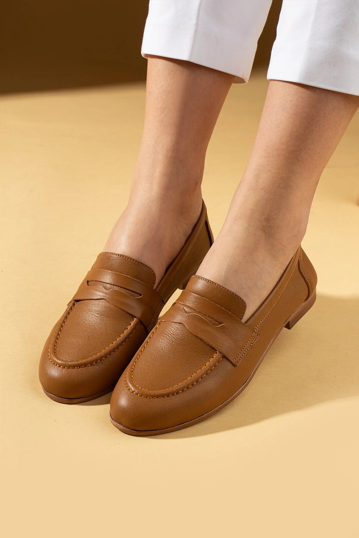 Pembe Potin Hakiki Deri Rahat Kalıp Kadın Babet 017-078-25 - 483054354744