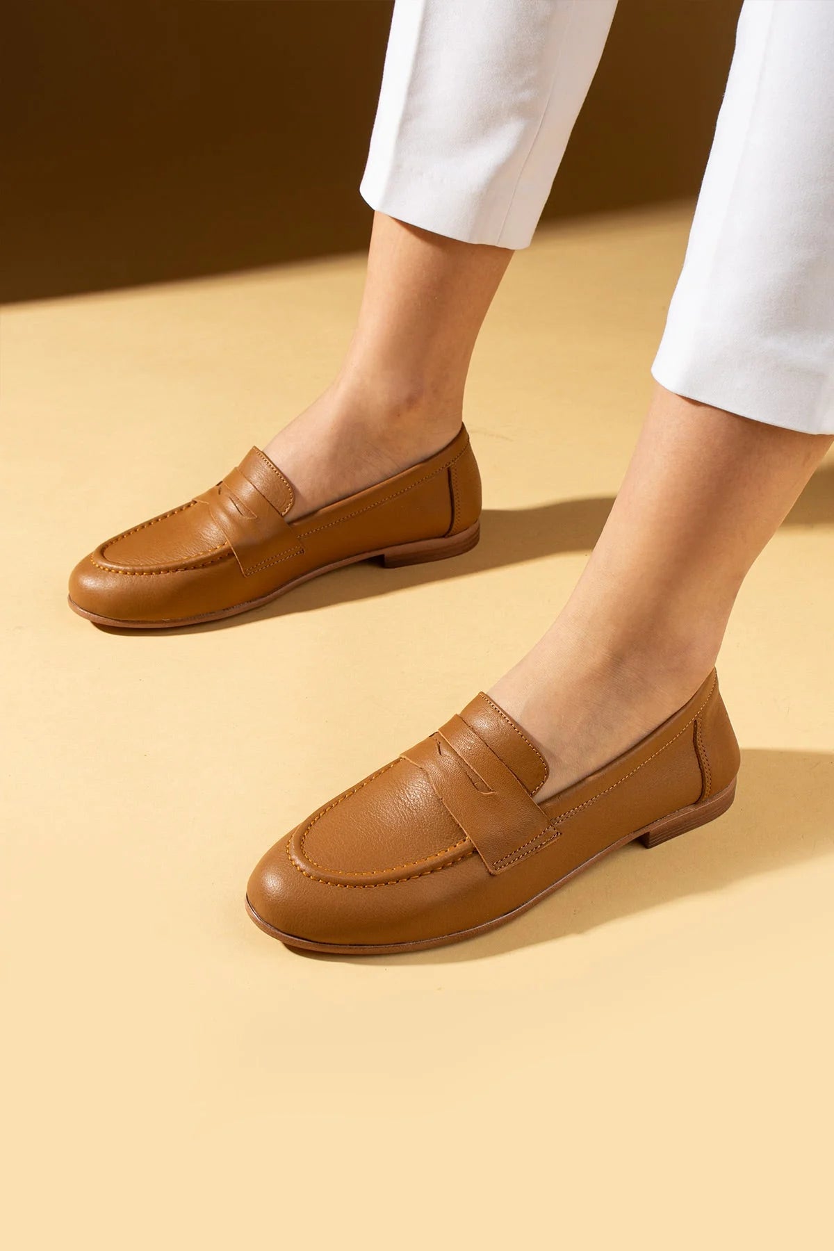 Pembe Potin Hakiki Deri Rahat Kalıp Kadın Babet 017-078-25 - Taba / 36 - 483054354744