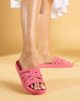 Pembe Potin Hasır Bant Kaymaz Taban EVA Kadın Terlik Z-212 - 483054780728