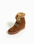 Pembe Potin İçi Kürklü Rahat Taban Taşlı Gizli Topuklu Kadın Bot&Bootie 43-415-23Süet - Taba / 36 - 483009364280