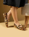 Pembe Potin İnci Detaylı Tek Bantlı Rahat Taban Kadın Babet 81-160-25LeoparBaskı - 483054354744
