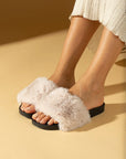 Pembe Potin Kalın Bant Tüylü Comfort Taban Moda Kadın Terlik 001-673-22 - 483054780728