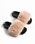 Pembe Potin Kalın Bant Tüylü Comfort Taban Moda Kadın Terlik 001-673-22 - 483054780728