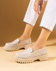 Pembe Potin Kalın Taban Rahat Kalıp Loafer Kadın Ayakkabı 83-148-24Rugan - Bej / 36 - 483054584120