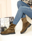 Pembe Potin Kaymaz Taban Streç Kadın Bot&Bootie 020-5115-22Süet - 483009364280