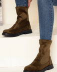 Pembe Potin Kaymaz Taban Streç Kadın Bot&Bootie 020-5115-22Süet - 483009364280